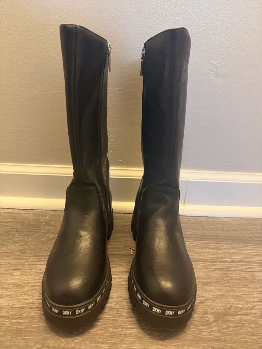 DKNY Black Over-the-Knee Leather Platform Boots